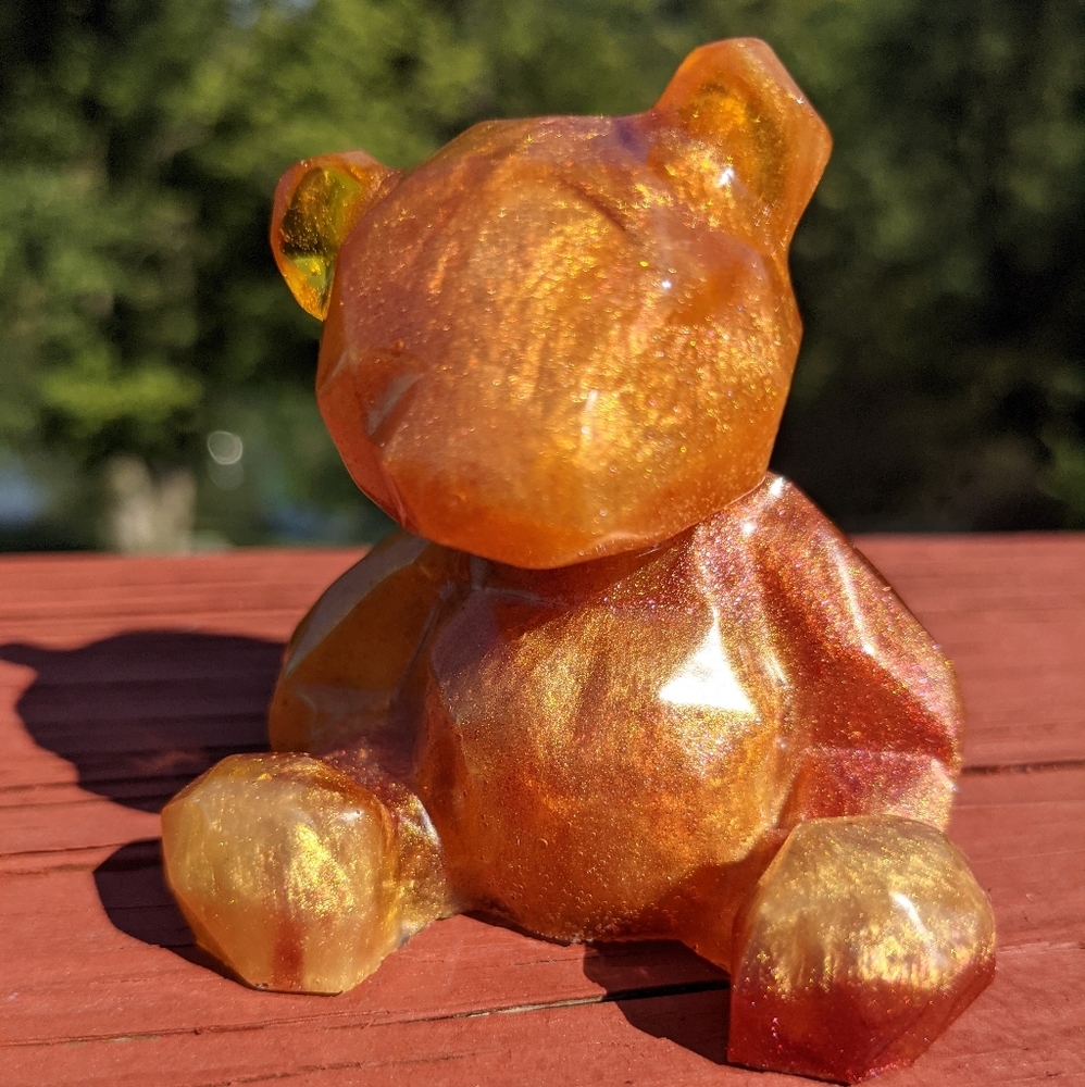 Teddy Bear Resin Art Orange Beautiful Cute Handmade Gift Bears Unique Gifts - Picture 10 of 10